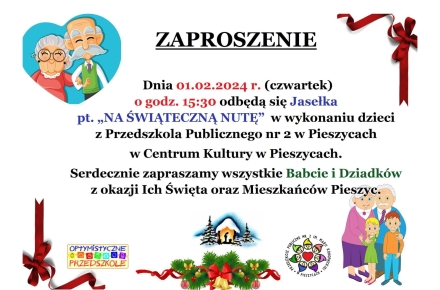 Zapraszamy na Jasełka pt. „Na świąteczną nutę”